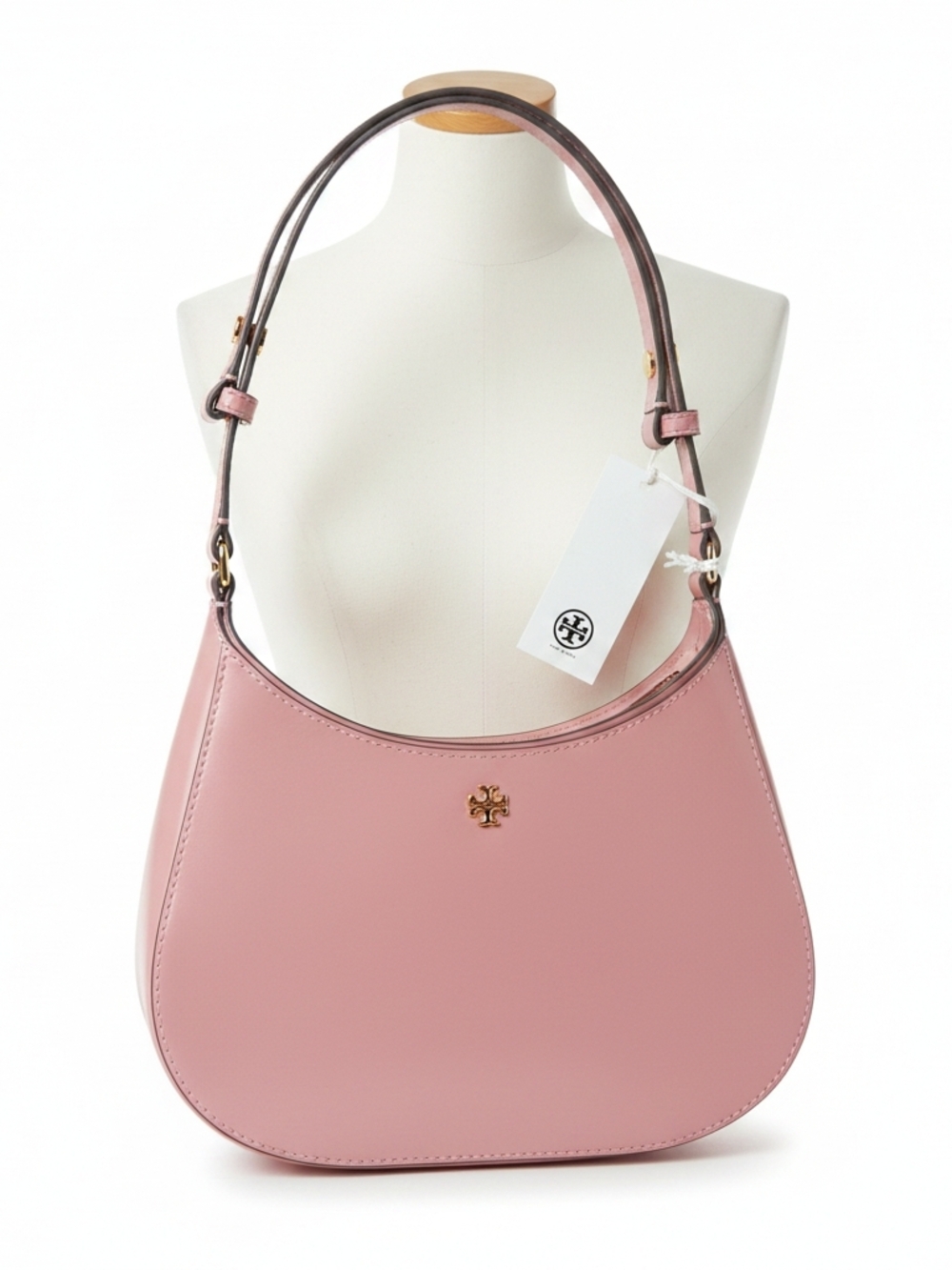 Tory Burch Emerson Patent Leather Pink Shoulder Bag Small Hobo Purse NEW